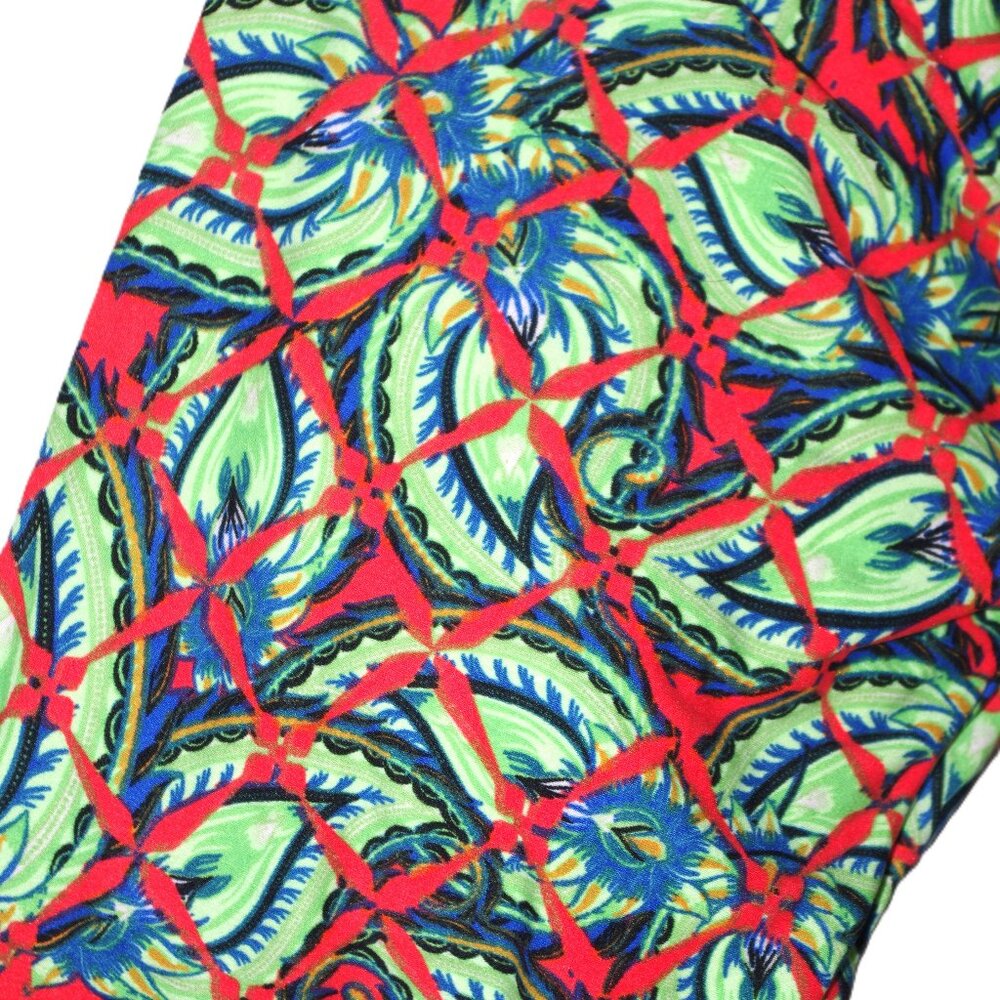 LuLaRoe TC Tall and Curvy Leggings Paisley Geometric Green Orange Blue Black - Picture 2 of 3